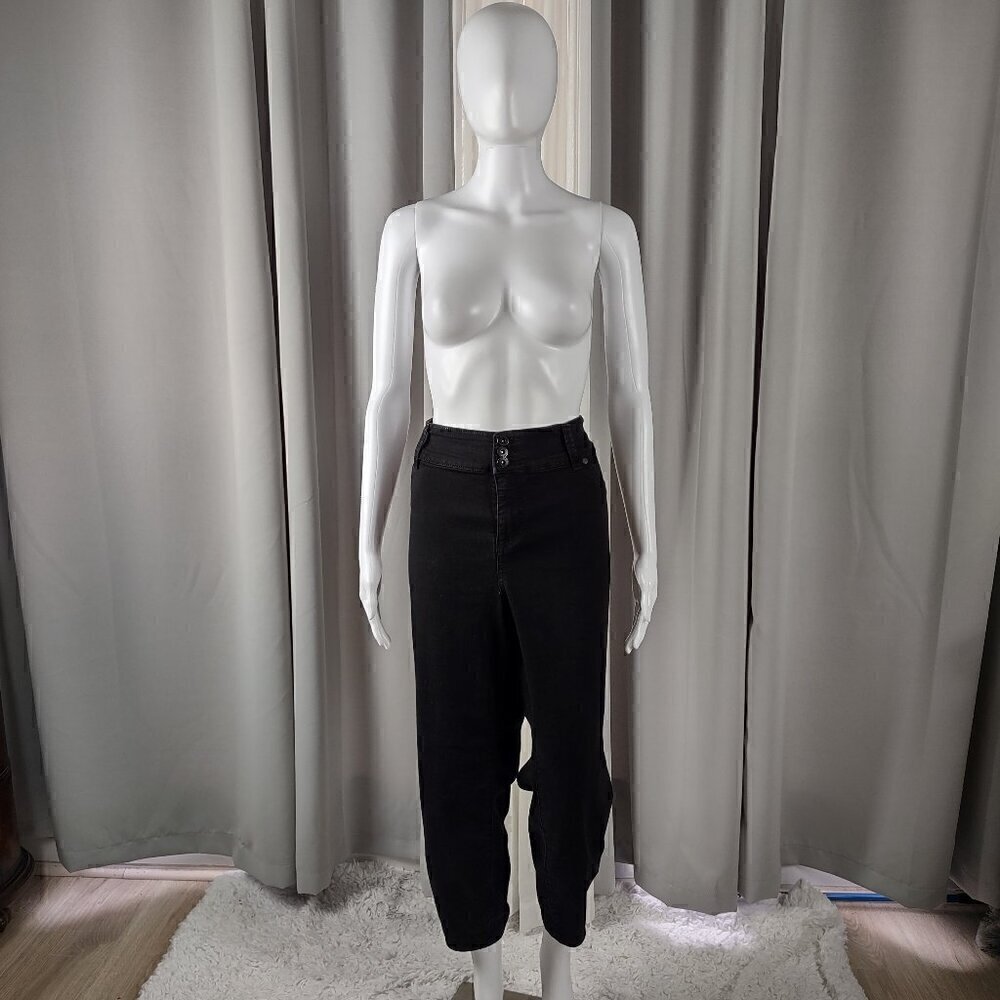 Torrid Womens Button High Rise Stretch Cotton Blend Black Denim Jeans Size 24S
